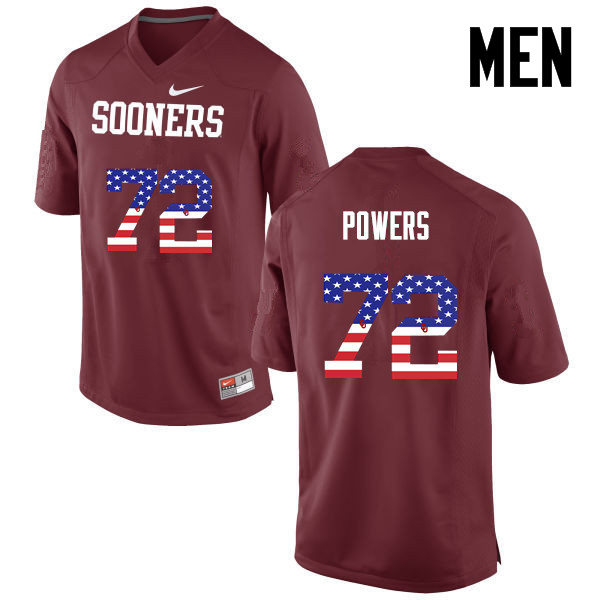 Men Oklahoma Sooners #72 Ben Powers College Football USA Flag Fashion Jerseys-Crimson